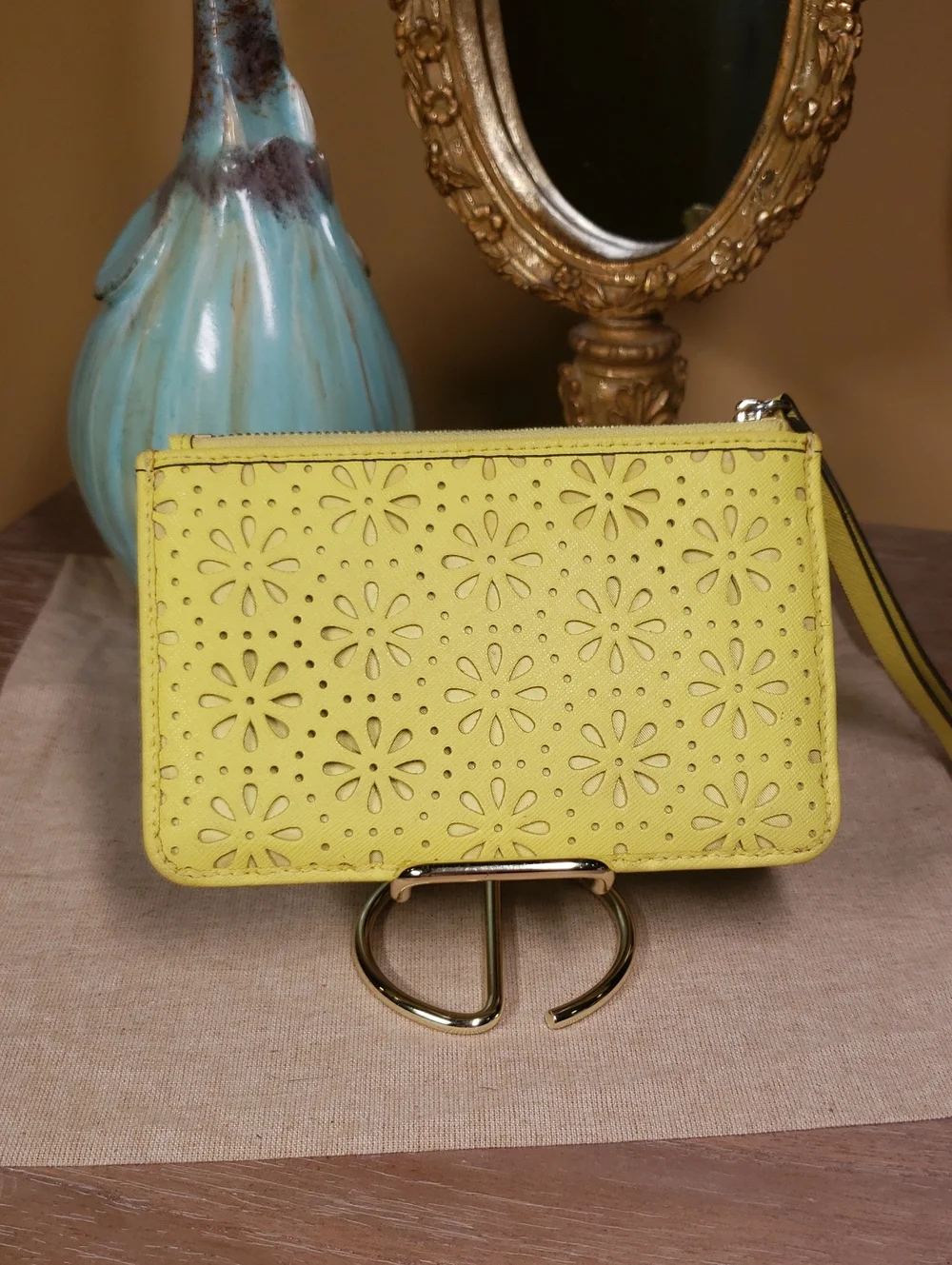 kate spade Chartreuse Shoulder Bag w/ Laser-Cut Wristlet SET!
